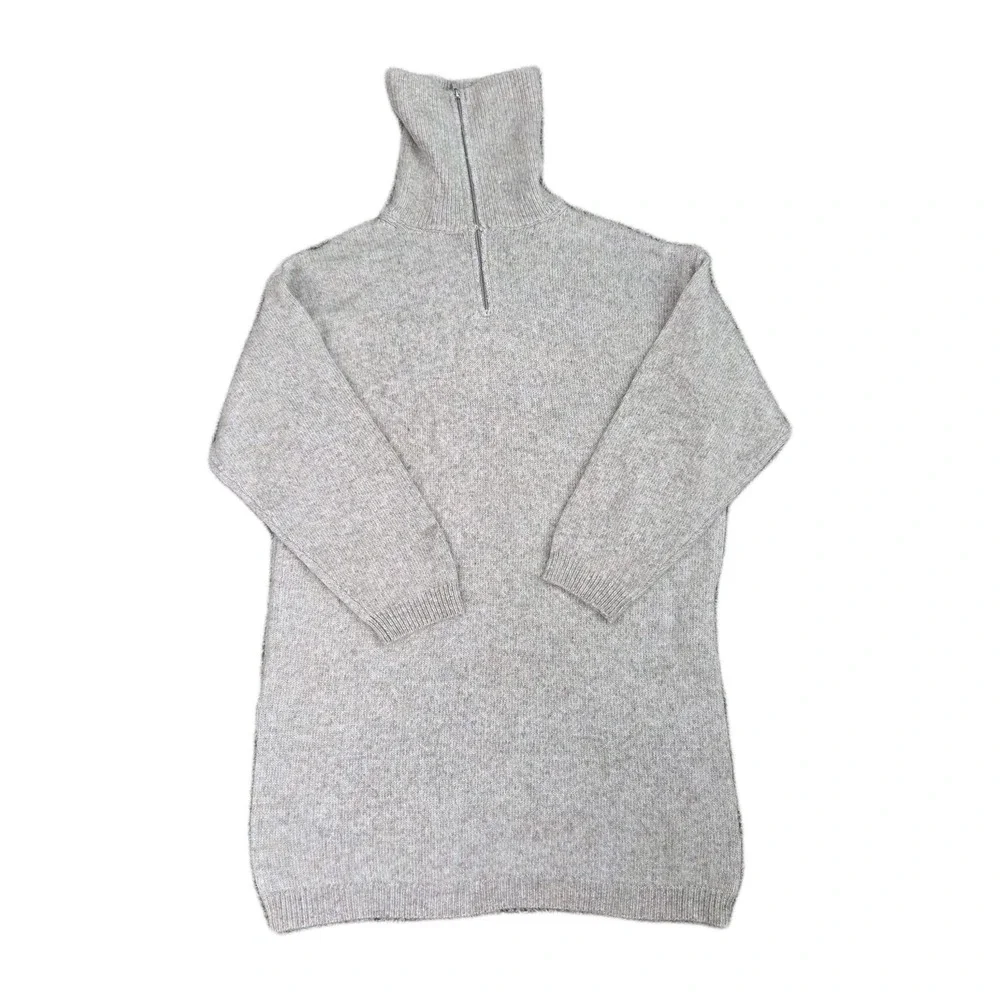 Asos Design Knitted Jumper Mini Dress 1/4 Zip Oatmeal Womens Size Small - Picture 4 of 11